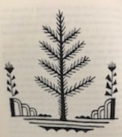 Artwork by Gompers Saijo featuring a stylized tree